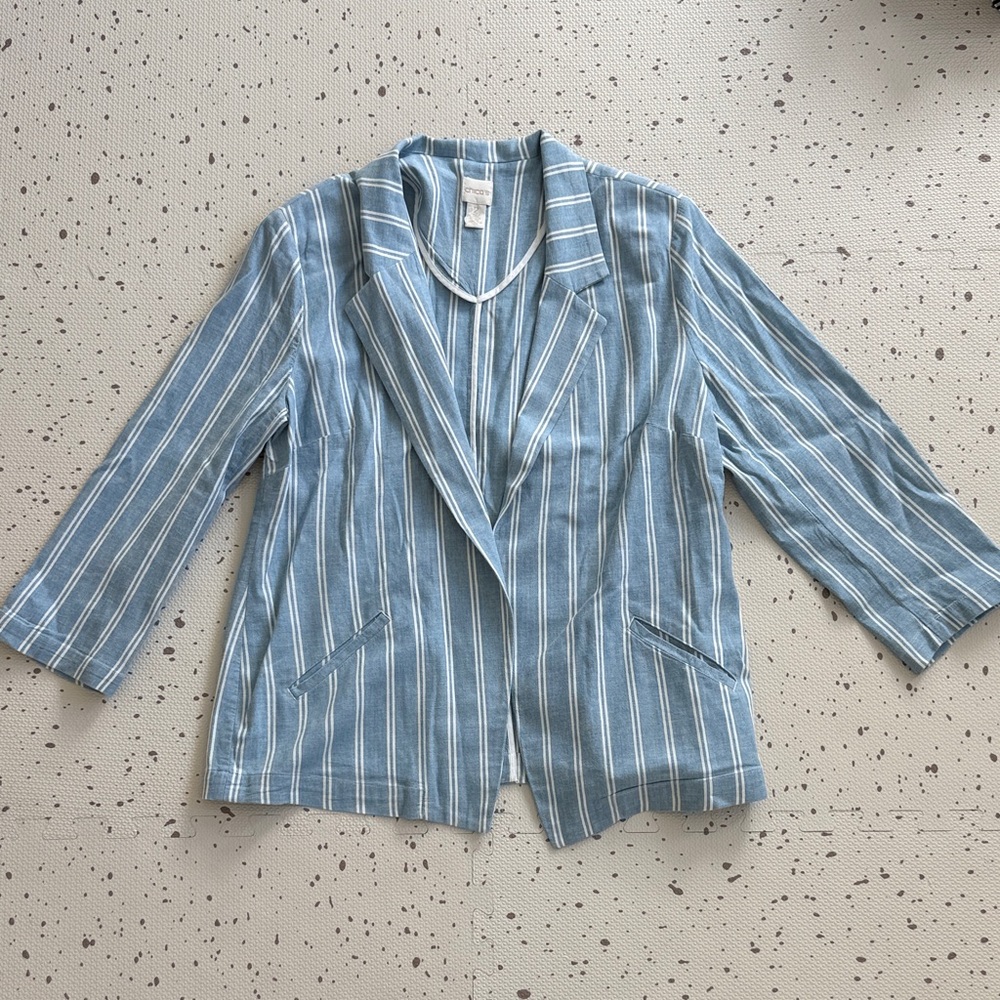 💘 CHICO’S - OPEN FRONT STRIPED BLAZER JACKET
